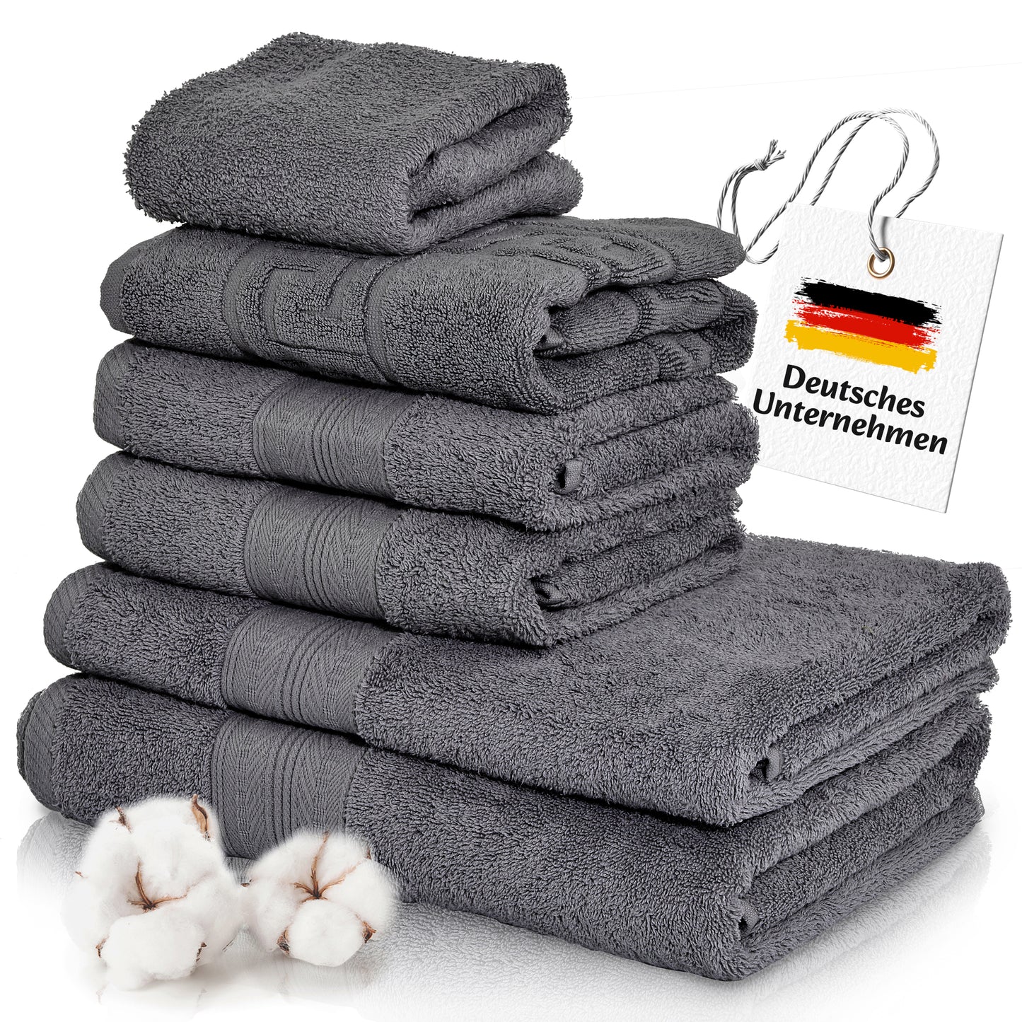Boazhan Luxury Handtuch 6er Set | Handtuch + Badematte + Haarturban